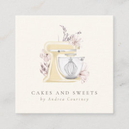 Bloemenbakkerij gebak Chef Waterverf Mixer Cake Vierkante Visitekaartje