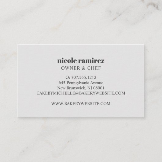 Bloemenbakkerij Rolling Pin Cake Design gestreepte Visitekaartje (Achterkant)