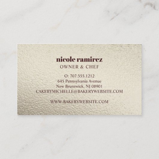 Bloemenbakkerij Rolling Pin Patisserie GOLD Visitekaartje (Achterkant)