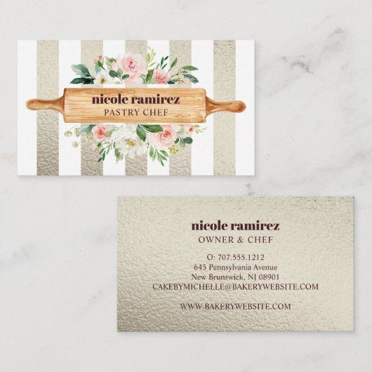 Bloemenbakkerij Rolling Pin Patisserie GOLD Visitekaartje (Voorkant / Achterkant)