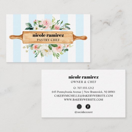 Bloemenbakkerij Rolling Pin Patisserie sociale med Visitekaartje (Voorkant / Achterkant)