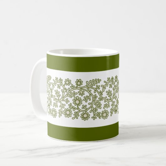 Bloemenband, groene koffie Mok (Voorkant links)