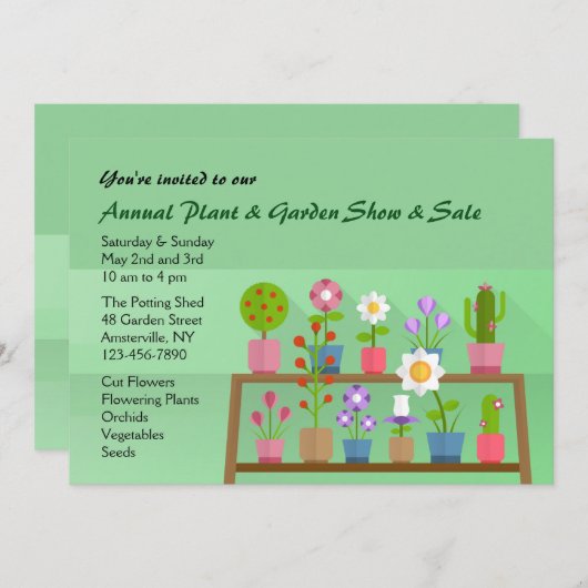 Bloemenbankuitnodiging Kaart (Voorkant / Achterkant)