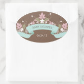 Bloemenbanner Aqua Baby shower Sticker (Tas)