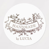 Bloemenbanner Elegant Script Handgemaakt Labels (Design 2)