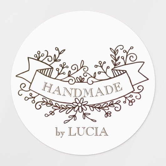 Bloemenbanner Elegant Script Handgemaakt Labels (Design 2)