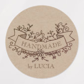 Bloemenbanner Elegant Script Handgemaakte Labels (Design 2)