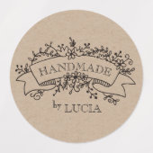 Bloemenbanner Elegant Script Handgemaakte Labels (Design 1)
