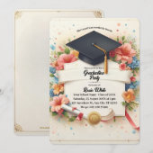  Bloemenbanner Graduation Party Invitation Kaart (Voorkant / Achterkant)