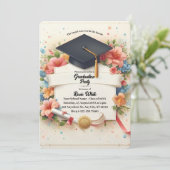  Bloemenbanner Graduation Party Invitation Kaart (Staand voorkant)