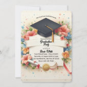  Bloemenbanner Graduation Party Invitation Kaart (Voorkant)
