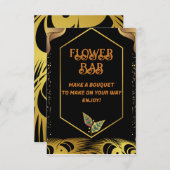 Bloemenbar | Gouden & Roze Bloem Bruidsdouche Bord Bedankkaart (Voorkant / Achterkant)