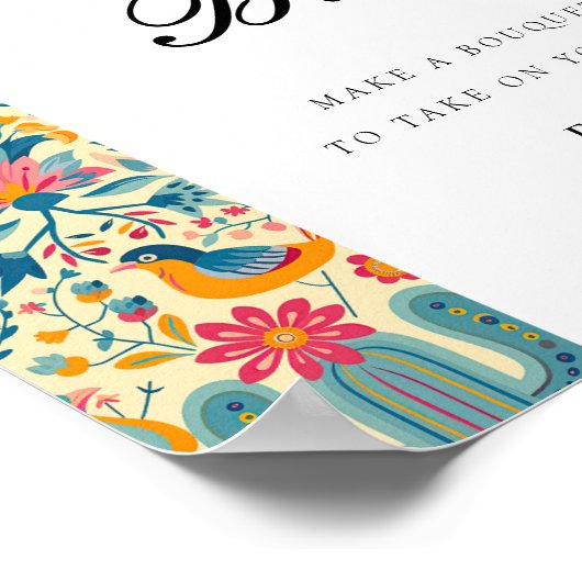 Bloemenbar Mexican Floral Vrijgezellenfeest Sign Poster (Hoek)