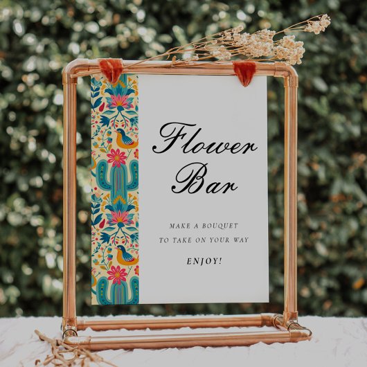 Bloemenbar Mexican Floral Vrijgezellenfeest Sign Poster