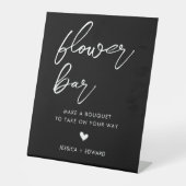 Bloemenbar minimalistisch zwart wit modern elegant reclamebord met voetstuk (Voorkant)