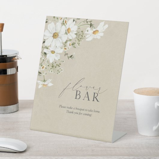 Bloemenbar Rustieke Waterverf Daisy Vrijgezellenfe Reclamebord Met Voetstuk (Insitu)