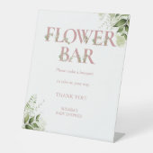 Bloemenbar Stof Roze Groene Bloemen Baby Shower Reclamebord Met Voetstuk (Voorkant)