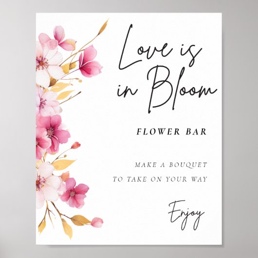 Bloemenbar Teken Liefde in Bloom Vrijgezellenfeest Poster (Voorkant)