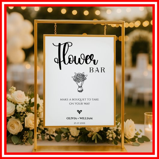Bloemenbar Trouwbar Script Bord Poster