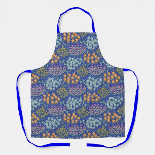 Bloemenbed blauw schort (Voorkant)