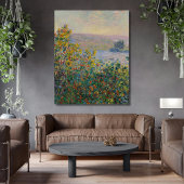 Bloemenbedden bij Vétheuil Monet Canvas Afdruk