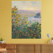 Bloemenbedden bij Vétheuil Monet Canvas Afdruk (Insitu (Woonkamer))