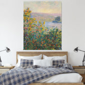 Bloemenbedden bij Vétheuil Monet Canvas Afdruk (Insitu (Slaapkamer))