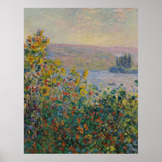 Bloemenbedden bij Vétheuil Monet Poster (Voorkant)