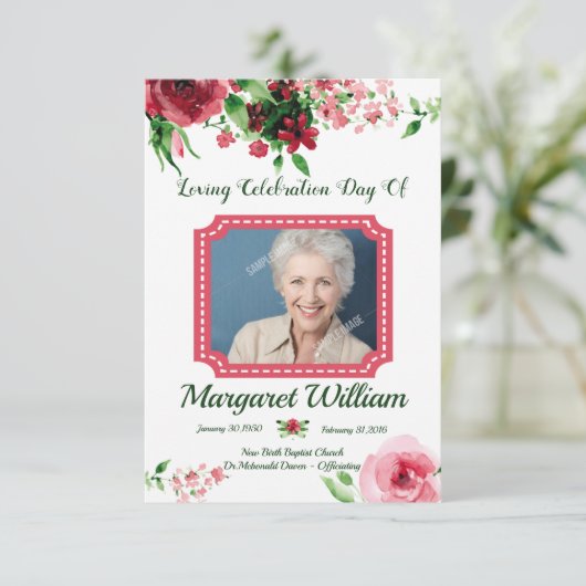 Bloemenbegrafenisprogramma Kaart Sjabloon (Staand voorkant)