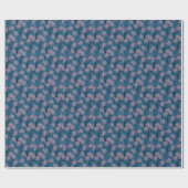 Bloemenbehang: Aziatisch marineblauw, roze. Cadeaupapier (Vlak)