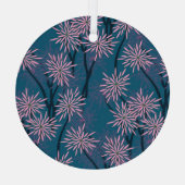 Bloemenbehang: Aziatisch marineblauw, roze. Glas Ornament (Achterkant)