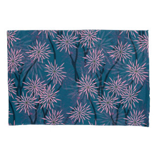 Bloemenbehang: Aziatisch marineblauw, roze. Kussensloop
