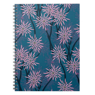 Bloemenbehang: Aziatisch marineblauw, roze. Notitieboek