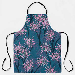 Bloemenbehang: Aziatisch marineblauw, roze. Schort