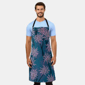 Bloemenbehang: Aziatisch marineblauw, roze. Schort (Gedragen)