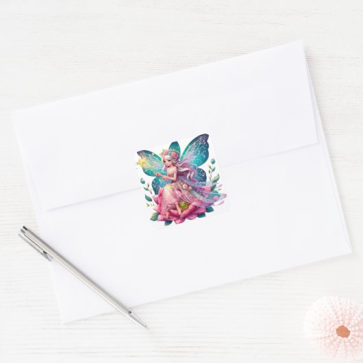 Bloemenbetoveringsfee Vierkante Sticker (Envelop)