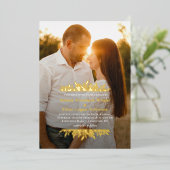 Bloemenbeugels FOLIE Eenvoudige bruiloft foto Uitnodiging (Staand Voorkant)