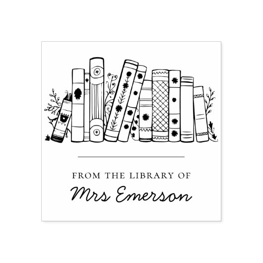 Bloemenbibliotheek Gepersonaliseerde leraar Boek S Rubberstempel (Afrduk)