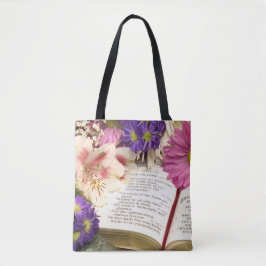 Bloemenbijbelvers All-Over Print Canvas tas