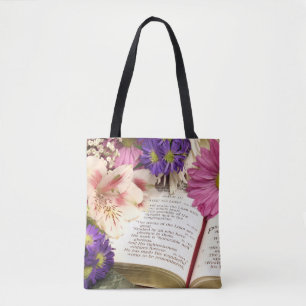Bloemenbijbelvers All-Over Print Canvas tas