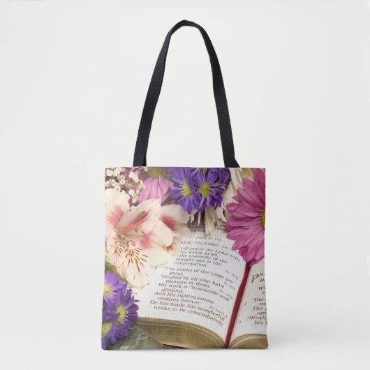 Bloemenbijbelvers All-Over Print Canvas tas (Voorkant)
