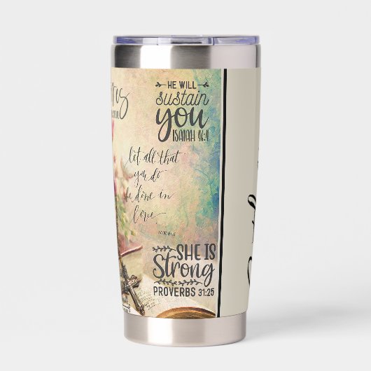 Bloemenbijbelverzen gepersonaliseerd geïsoleerde drinkbeker (Voorkant)