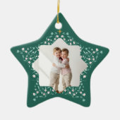 Bloemenblad Elegant Green Star 2 Foto Keepsake Keramisch Ornament (Voorkant)