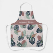 Bloemenblad met Paarse Achtergrond Schort, Medium Schort (Voorkant)