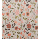 Bloemenblad roze bloemmotief douchegordijn (Voorkant)