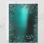 Bloemenbladeren Glitter Blauwgroen Aquatic Formal Kaart (Achterkant)