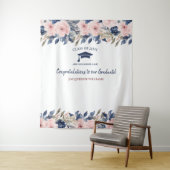 Bloemenblauw en roze Afstuderen foto achtergrond Wandkleed (In situ)