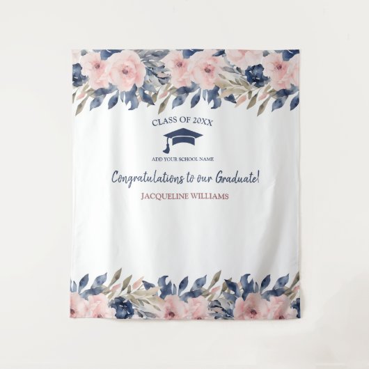 Bloemenblauw en roze Afstuderen foto achtergrond Wandkleed (Voorkant)