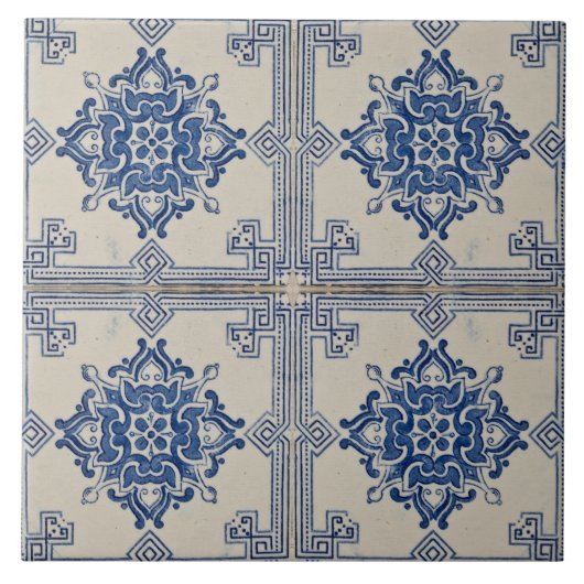 bloemenblauw Moderne Portugese azulejos decoratief Tegeltje (Voorkant)