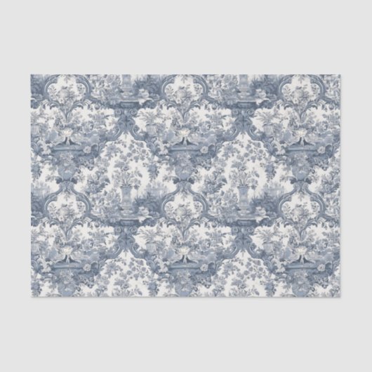  bloemenblauw naadloos Toile de Jouy Tissuepapier (Voorkant)